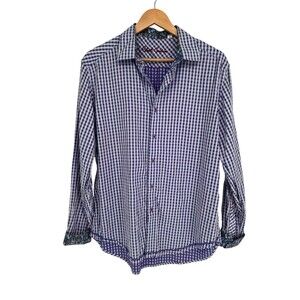 Robert Graham Shirt Men's Size Large Purple Plaid Classic Fit Button Up Cotton